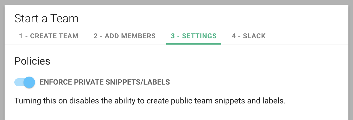 Enable enforce private policy when creating a team